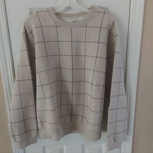 NWOT Field Gear FG Men's Cotton Sweatshirt Sweater LG Beige Window Pane Y2k NEW!